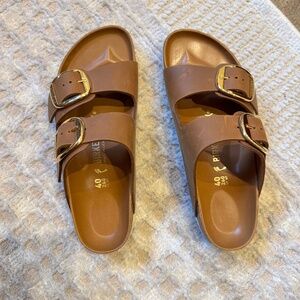 Birkenstock Arizona Double Buckle Sandal Size 40, Antique Cognac Oiled Leather